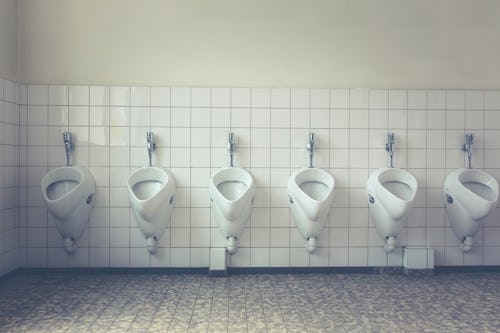 Picture of a toilet with different seats for urinating