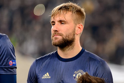 Luke Shaw 23 close up portrait. Juventus - Manchester United. UEFA Champions League. Matchday 4. Allianz stadium.