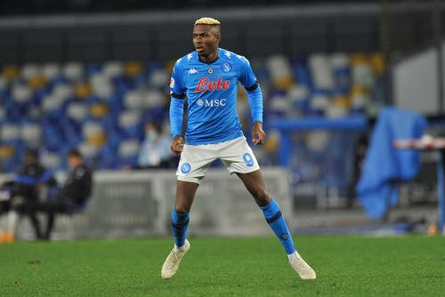 Naples, Italy, 03 Feb 2021. Victor Osimhen player of Napoli, during the semi-final match of the Italian Cup between Napoli vs Atalanta final result 4-1, played at the Diego Armando Maradona.