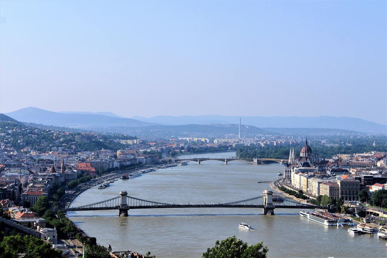 View of the Danube river and Budapest city