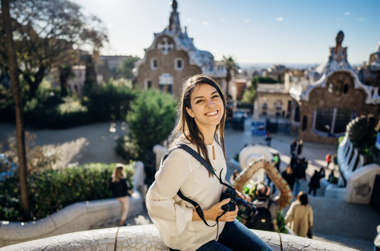 A girl in Parc Guell, Barcelona