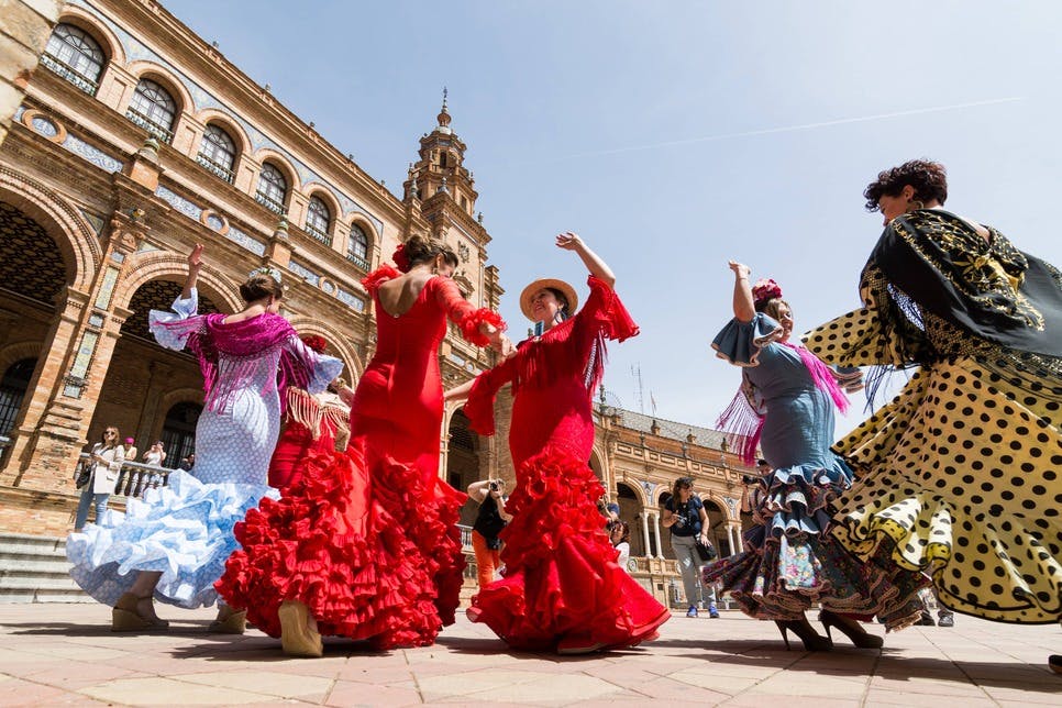 Traditional flamenco dancers in Seville