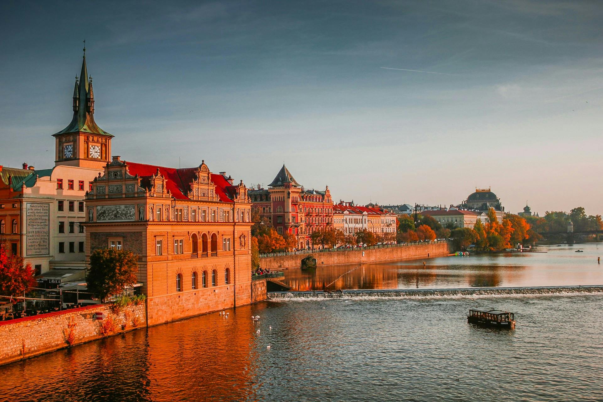 Prague waterfront, in the Czech Republic