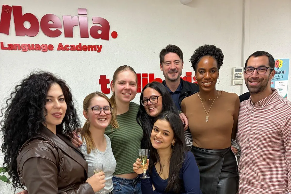 Millie with classmates and staff at the end-of-course celebration at TEFL Iberia