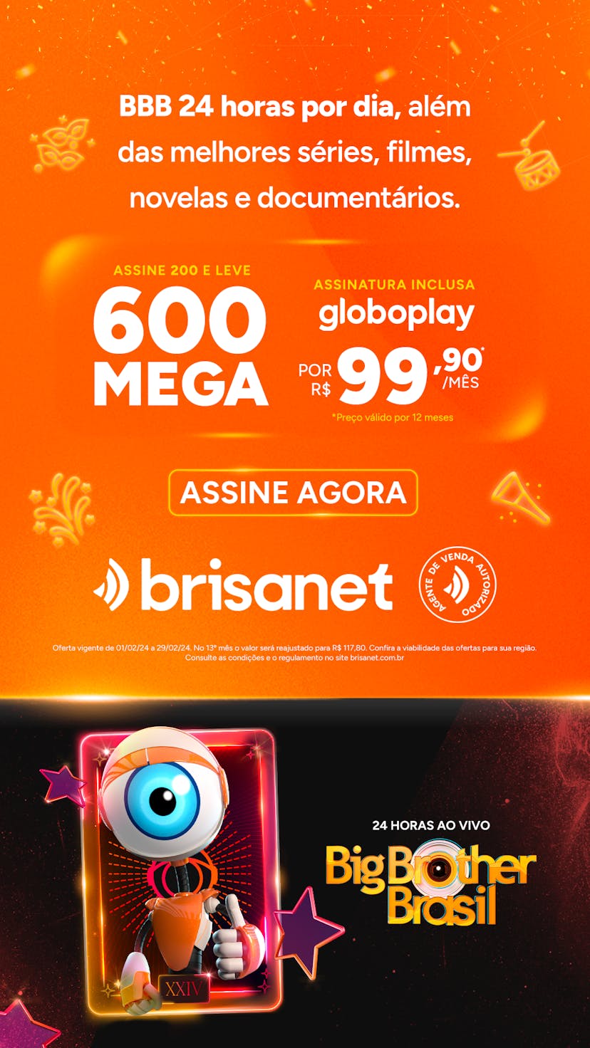 Anúncio Brisanet 600 Mega com assinatura Globoplay inclusa por 99,90 reais