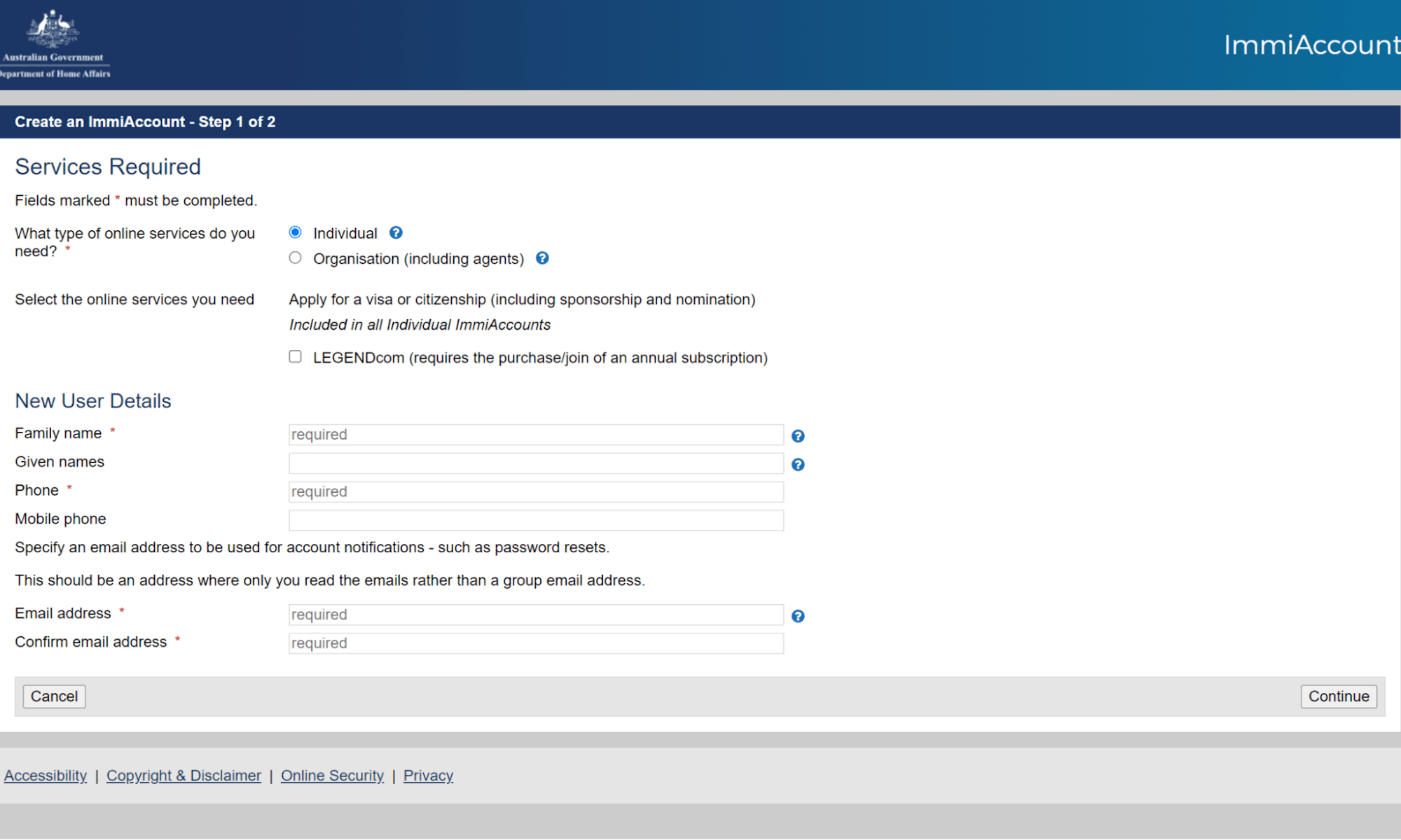 Australia visa application immiaccount
