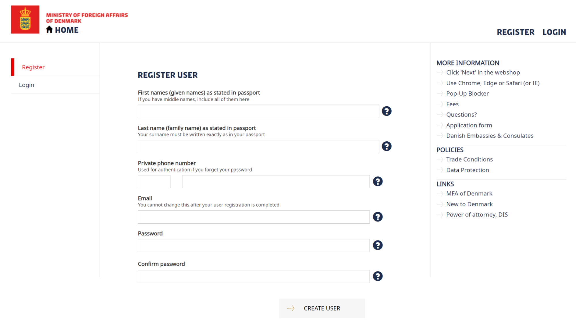 Denmark Business Visa Application Form