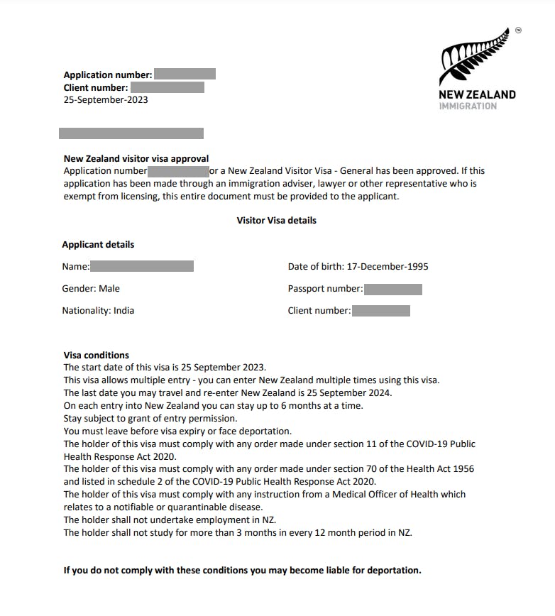 tourist visa new zealand requirement