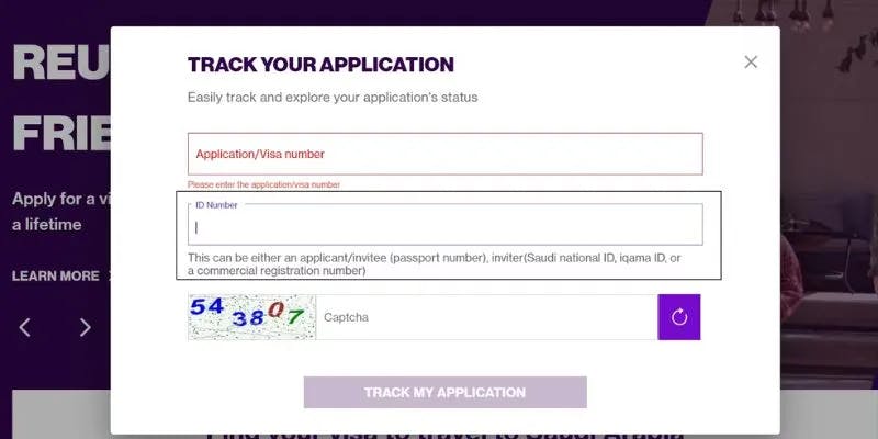 Saudi visa status tracking using passport number