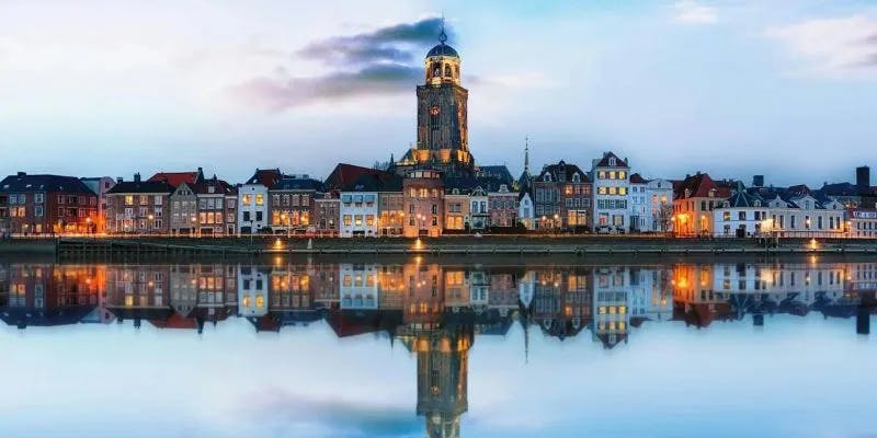 Deventer Skyline by Sunset, Netherlands