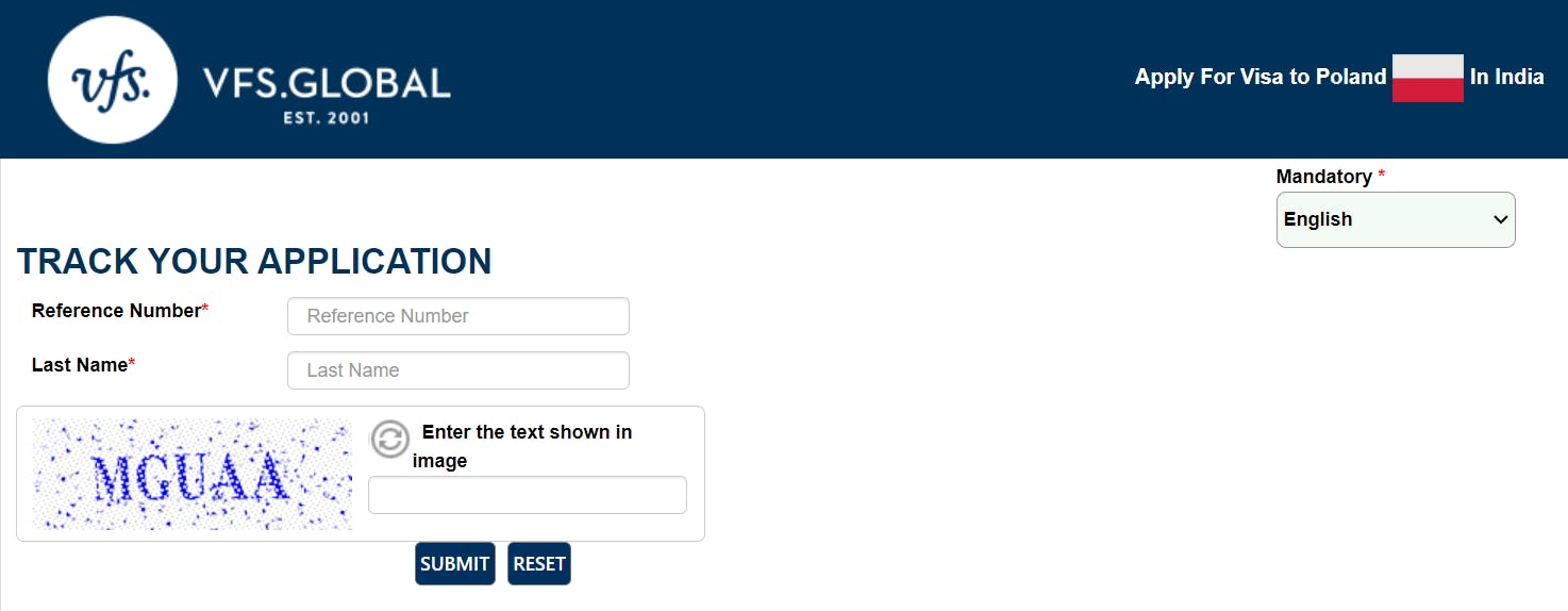 VFS Poland Visa application tracking