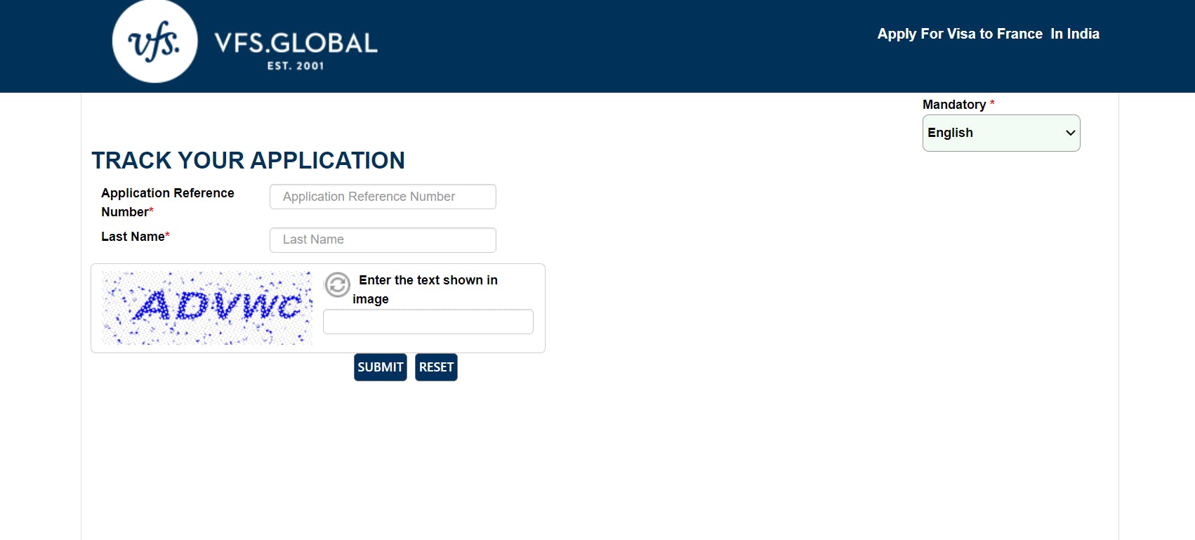 France visa application tracking using VFS Global