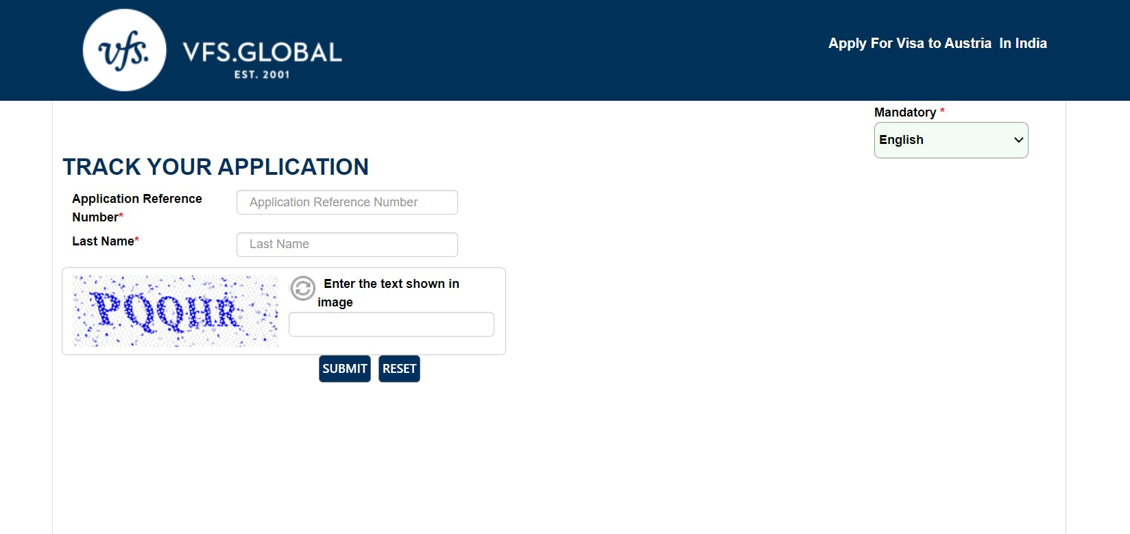 vfs austria visa tracking