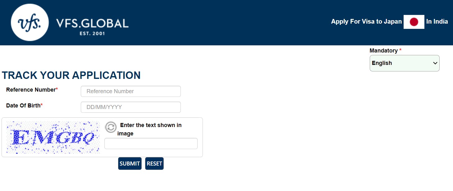 VFS Global Japan visa tracking