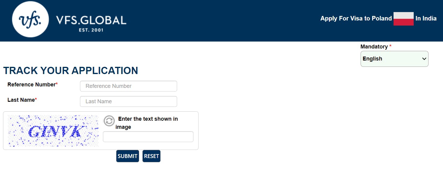 Tracking poland visa application through VFS Global