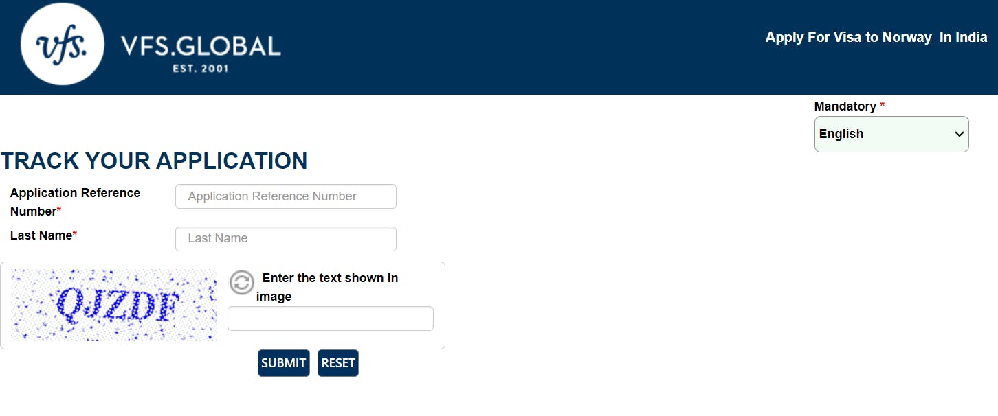 VFS global Norway visa status tracking portal