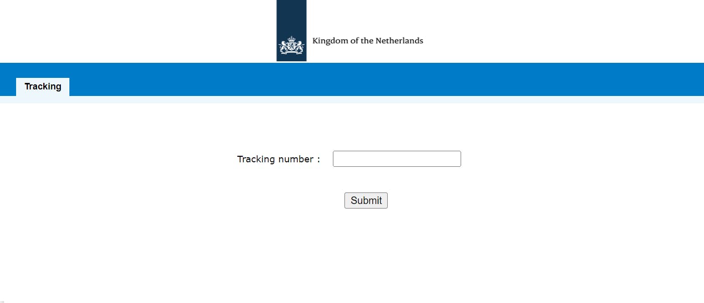 Kingdom of Netherlands website for visa tracking