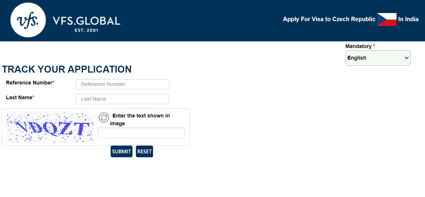 czech republic VFS visa tracking