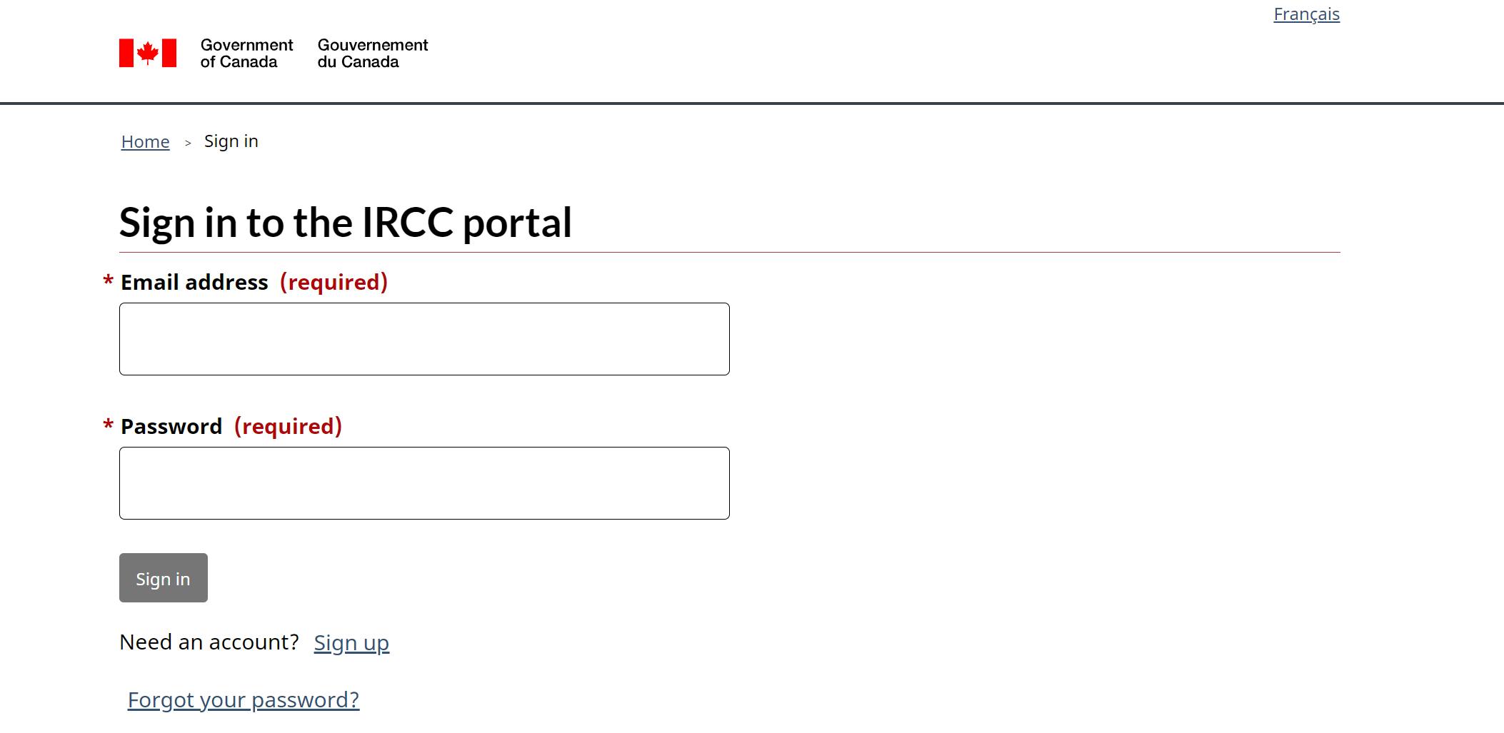 Canada tourist visa application using IRCC portal