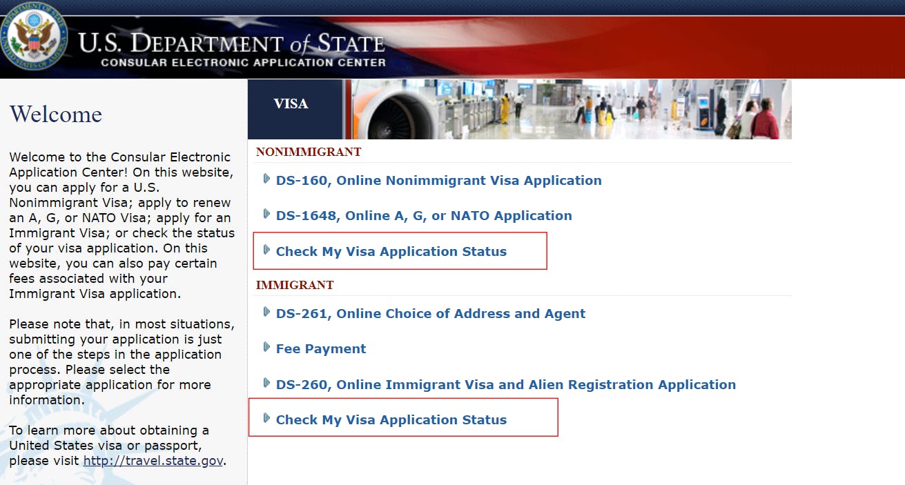 ceac portal to check us visa status