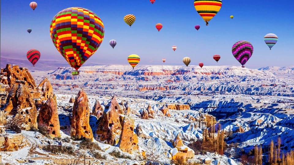 Hot air balloons over Cappadocia.