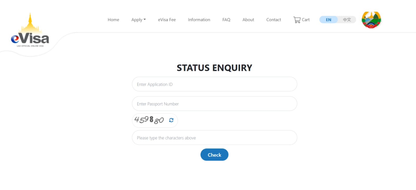 Laos visa status enquiry online