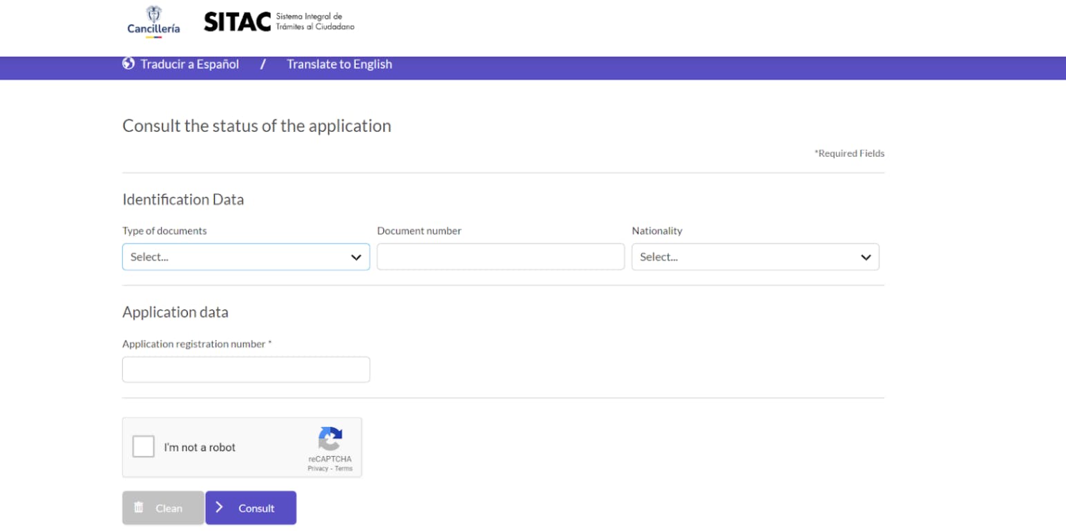 Colombia visa application status portal online