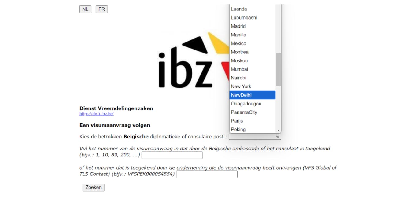 Tracking Belgium visa status using the immigration website