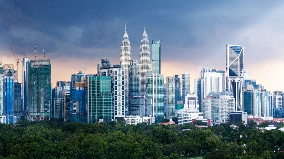 Kuala Lumpur skyline with Petronas Towers.