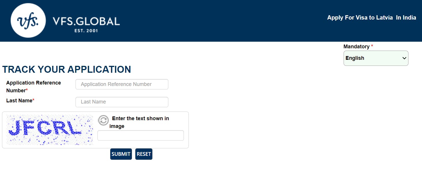 VFS global Latvia visa tracking