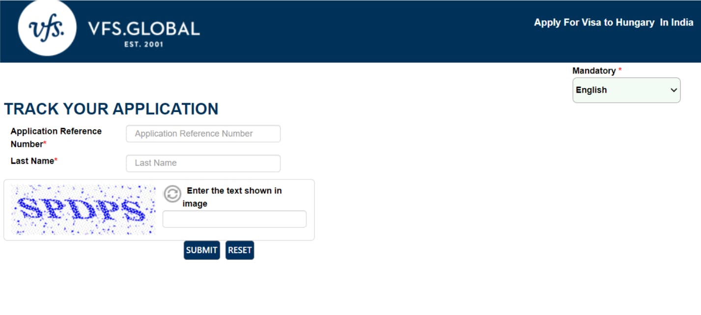 Hungary VFS status tracking portal