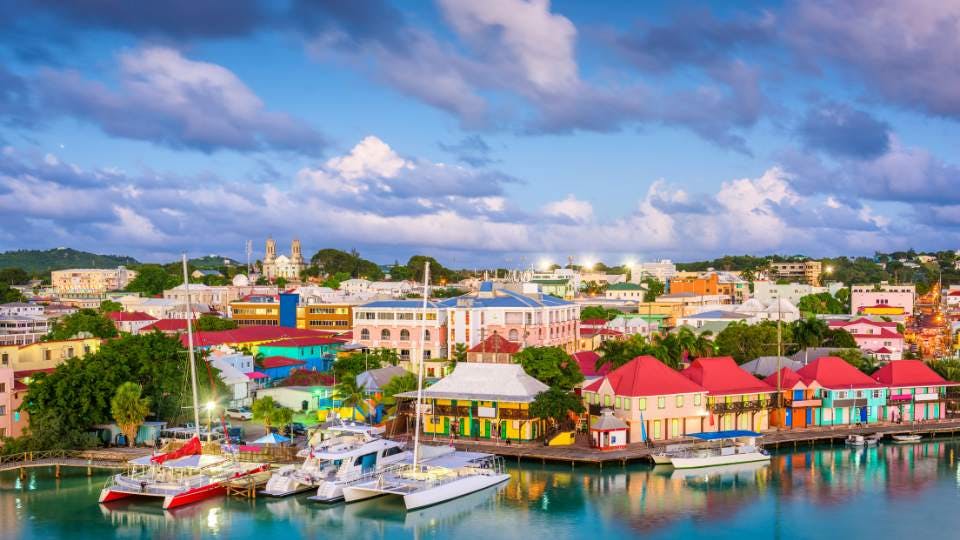 Colorful waterfront in St. John's, Antigua