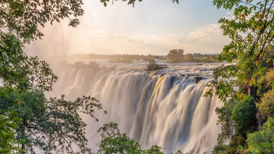 Victoria Falls at sunrise