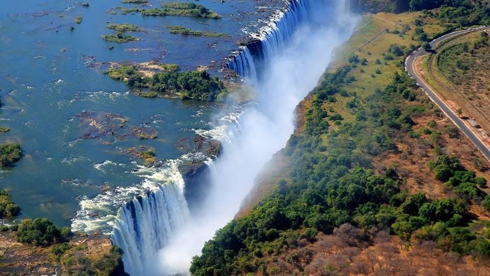 Aerial view of Victoria Falls