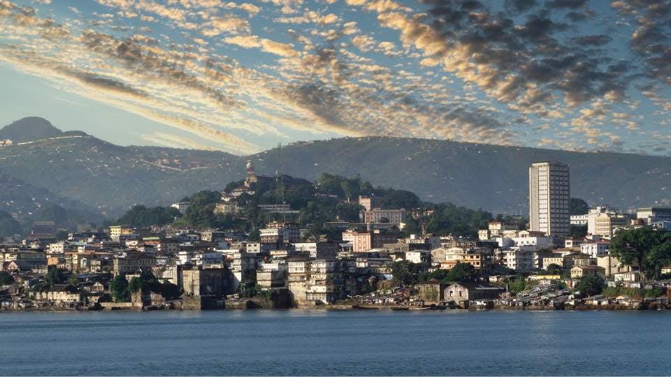 Freetown cityscape with mountain backdrop