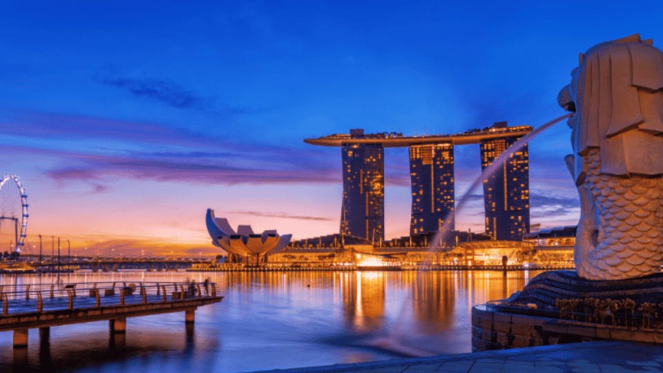 Singapore skyline at sunset