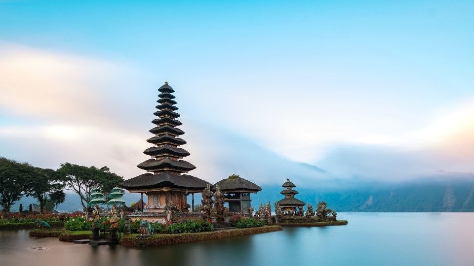 Bali temple on calm lake