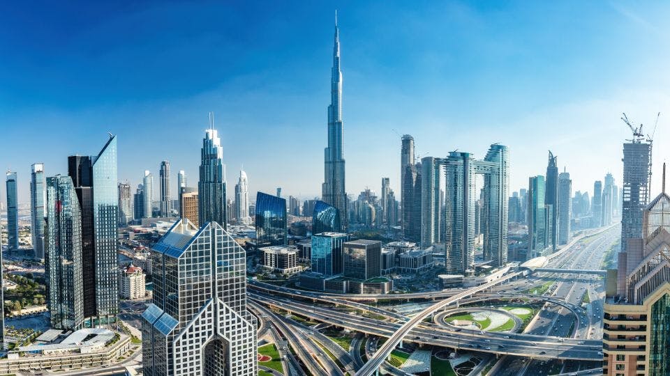 Dubai skyline with modern skyscrapers