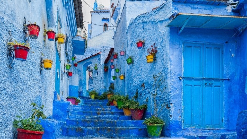 Blue alley in Chefchaouen, Morocco