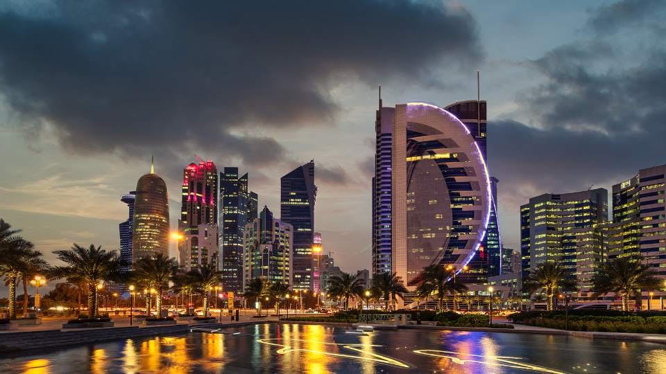 Doha skyline at dusk