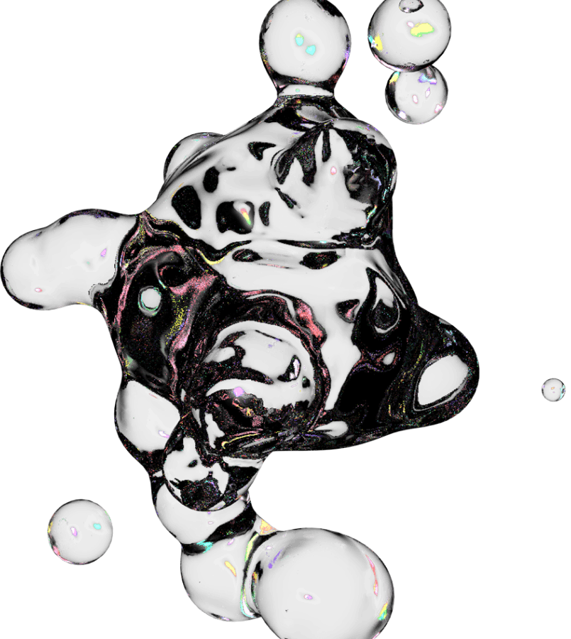 An abstract translucent blob, undulating in the dark.