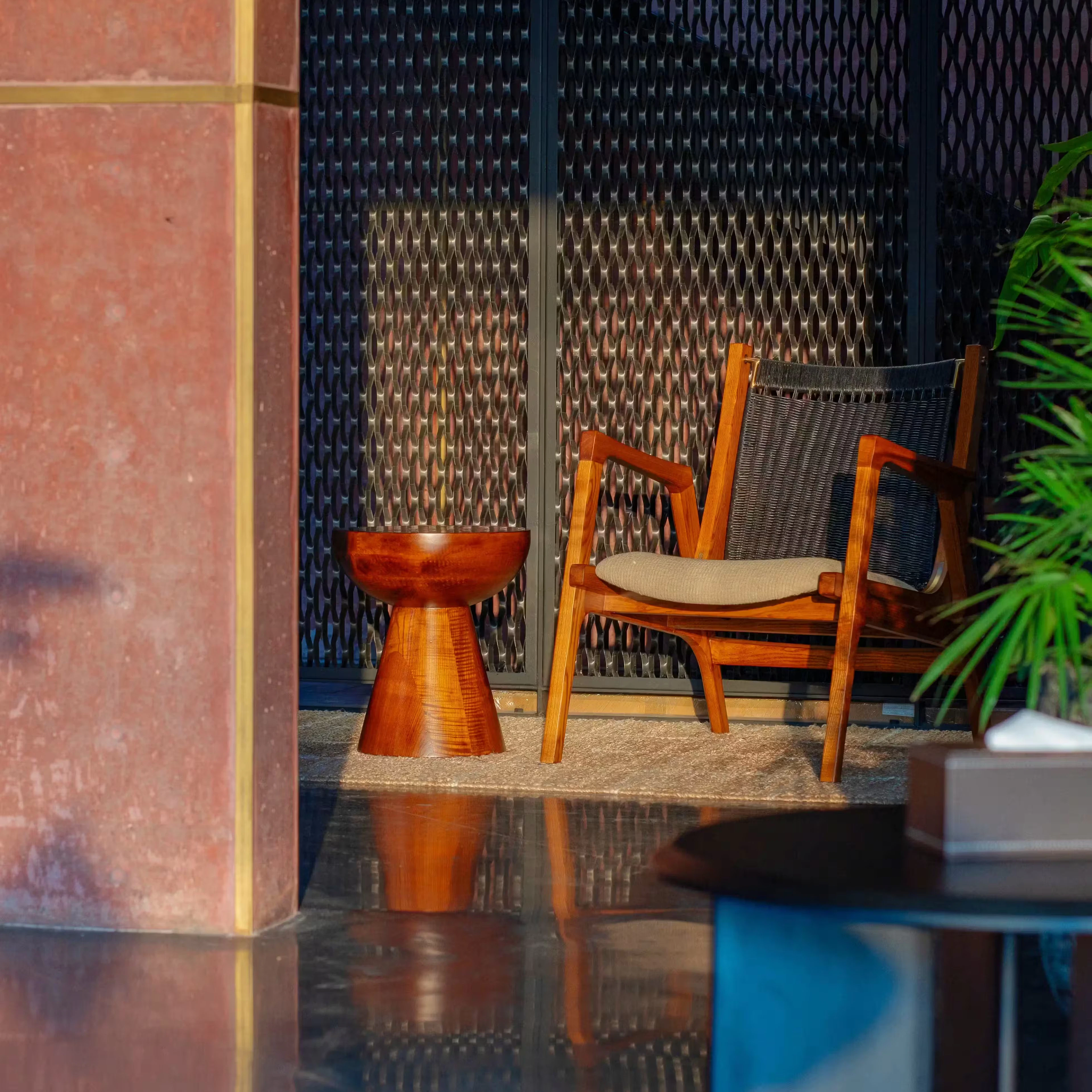 A chair with sunlight hitting on it