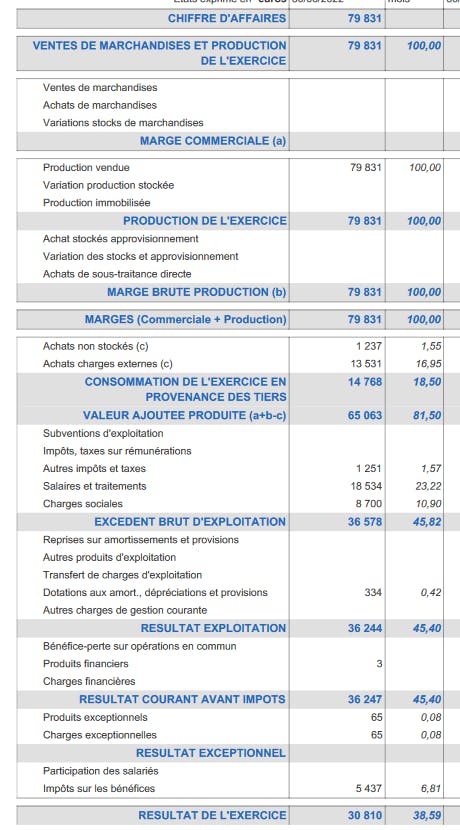 Exemple de solde intermediaire de gestion (sig)