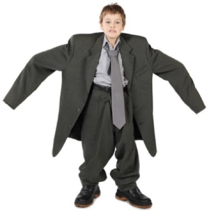 child in oversized suit