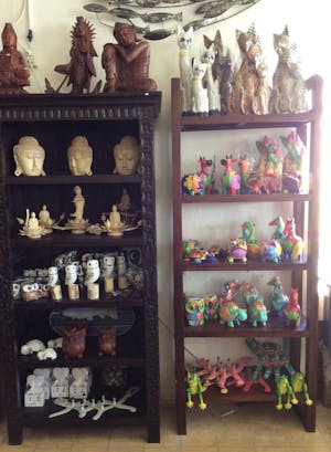 Assortment of hand carved wooden statues