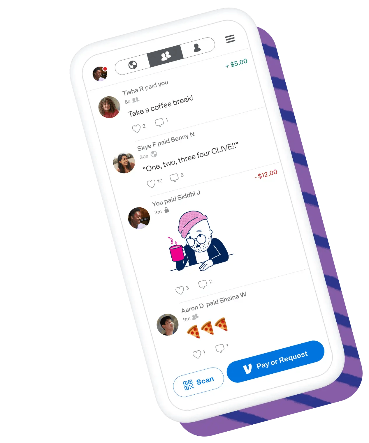 Social feed in the Venmo app