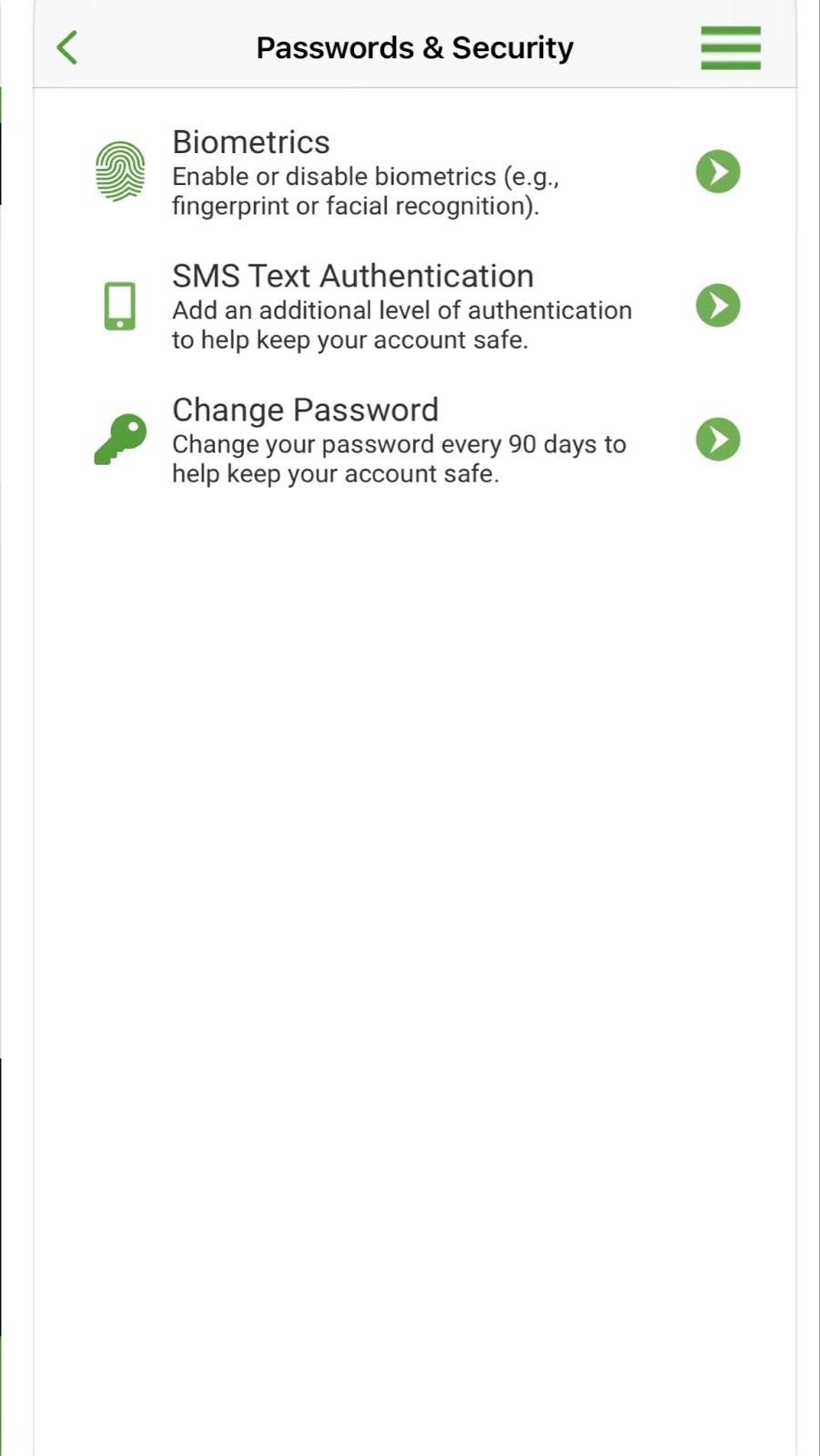 The choice of authorisation methods in the Woodforest Mobile Banking app