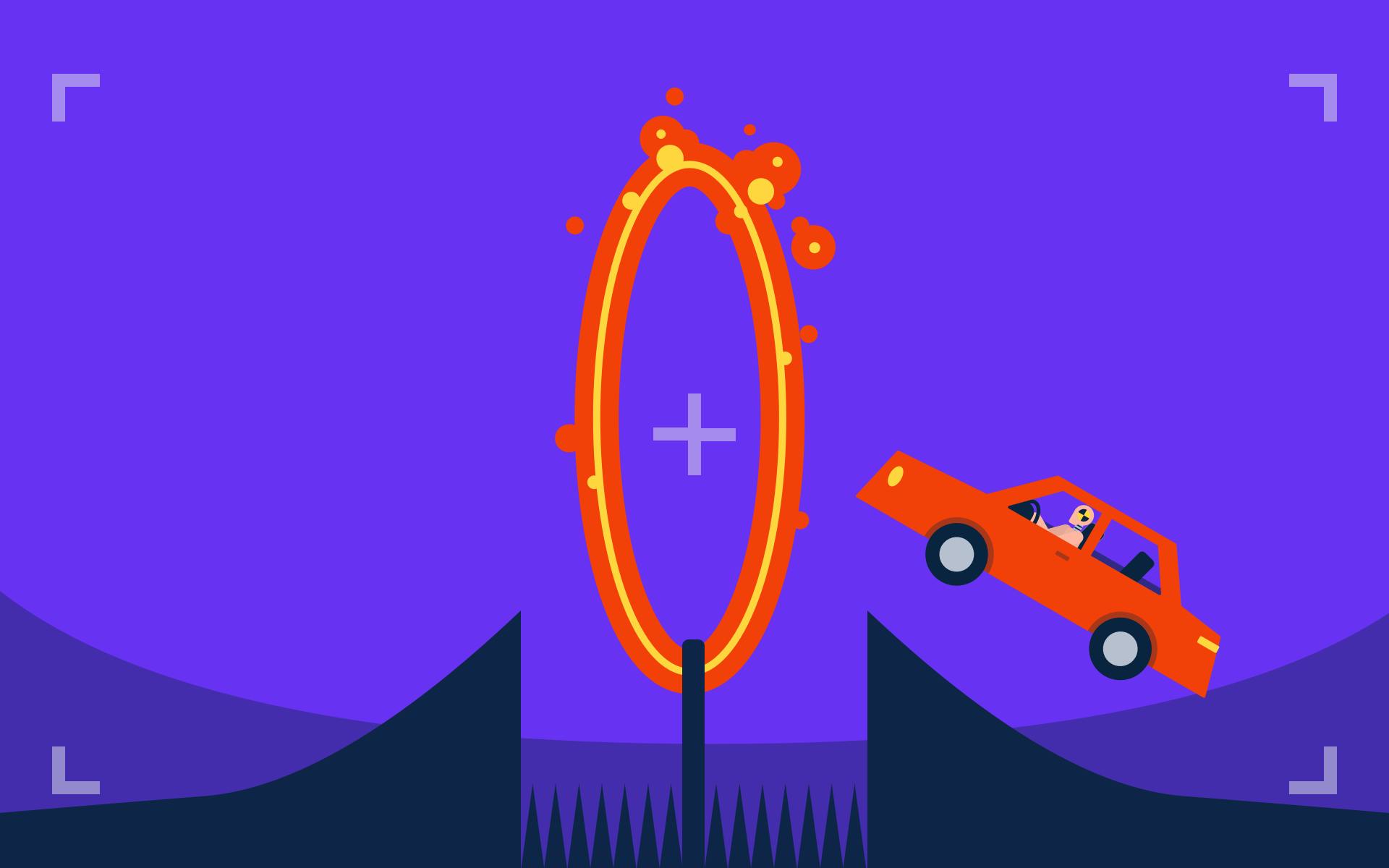 car jump in fire ring