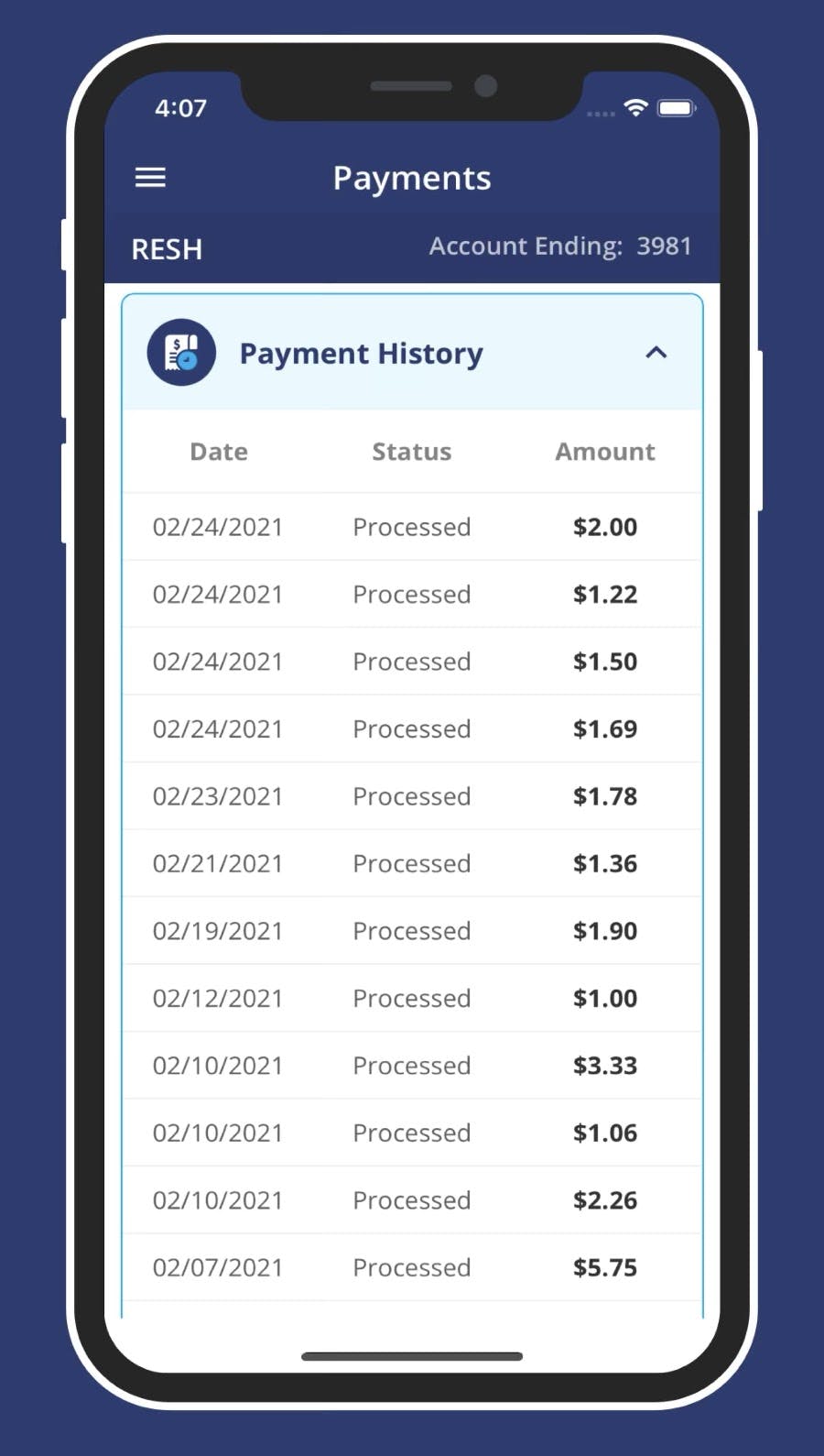 transaction history