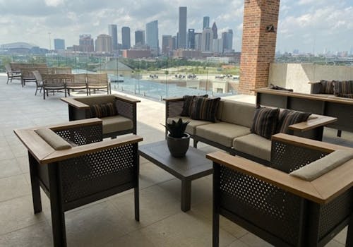 outdoor seating with city view